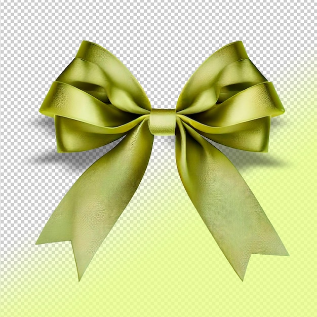 Psd realistic green satin bow ribbon on a transparent background