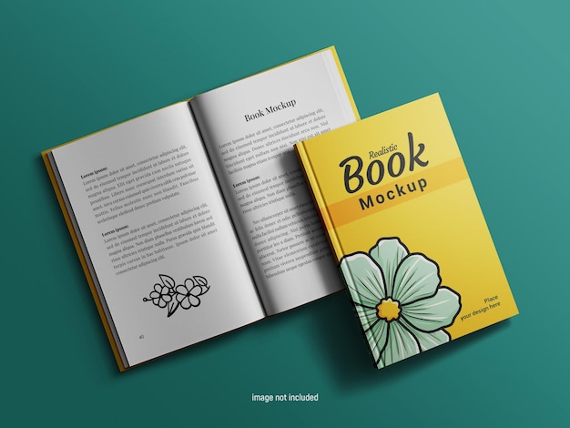 Psd realistic hardcover and book pages mockup design