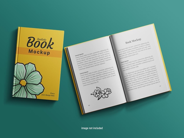 psd realistic hardcover and book pages mockup design