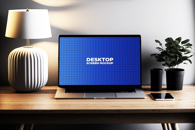 PSD realistic laptop screen mockup 