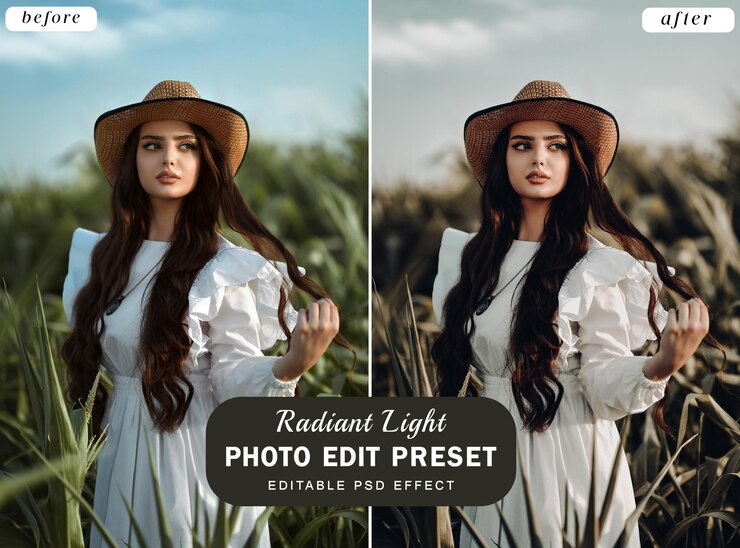PSD psd realistic light photo edit preset filter for sunny radiant reflections photo overlays sun effect