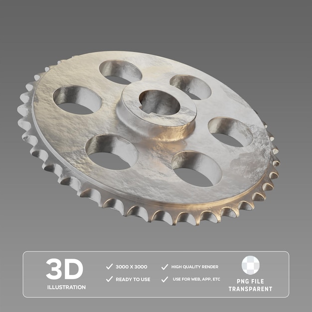 PSD 实在的金属齿轮 3D 插图