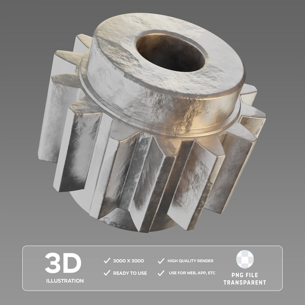 PSD realistic metal gears 3D illustration