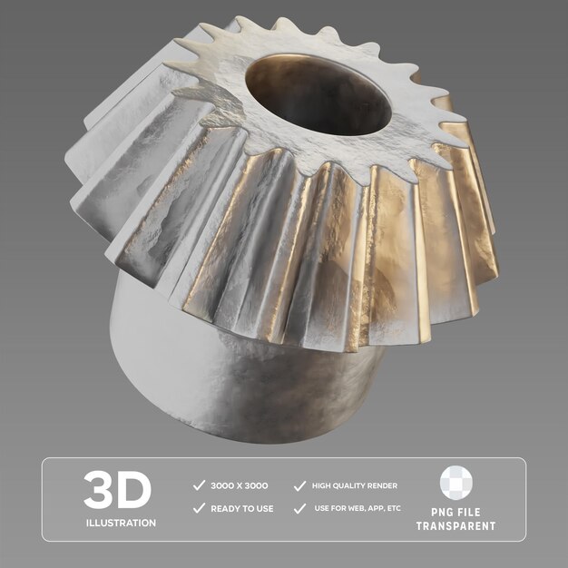 PSD 实在的金属齿轮 3D 插图
