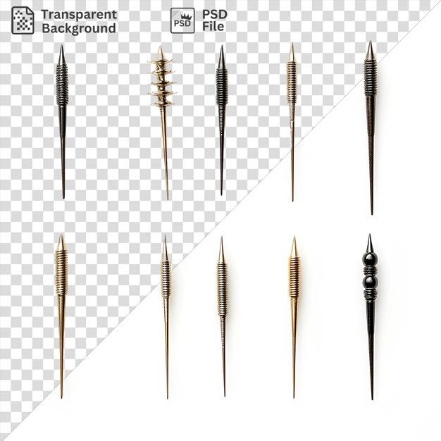 PSD psd realistic photographic acupuncturists needles and brushes displayed on a white wall accompanied by a brown comb