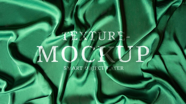 PSD realistic silk green fabric mockup editable texture