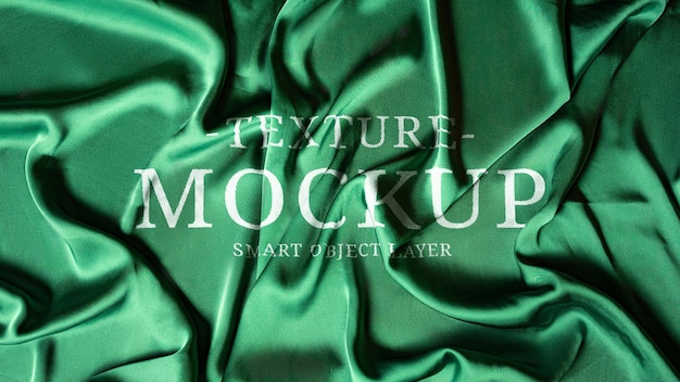 Mockup di tessuto verde seta realistico psd struttura modificabile