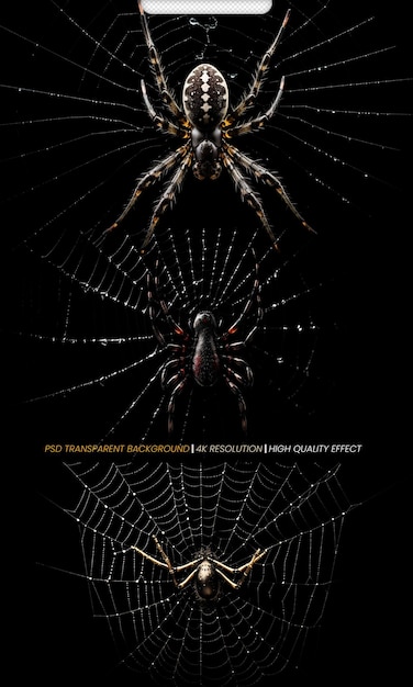 PSD psd realistic spiders cobweb with black background