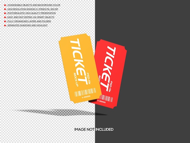 Psd realistic ticket mockup