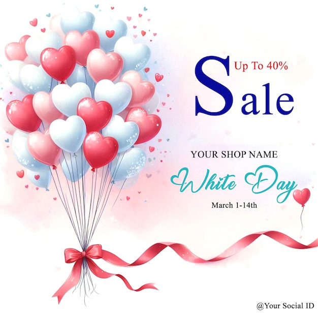 PSD Realistic white day sale banner template