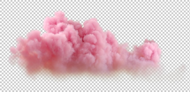 Psd realistische zachte roze pastelwolken op transparante achtergronden 3d-rendering