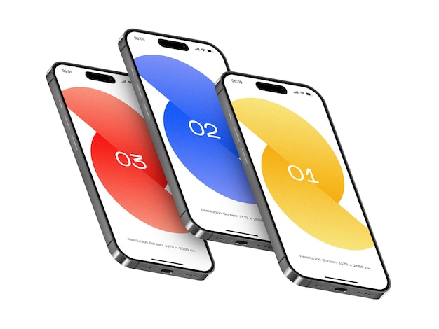 PSD psd realistyczny iphone 15 pro max 3d szablon makiety ekranu smartfona z edytowalnym tłem