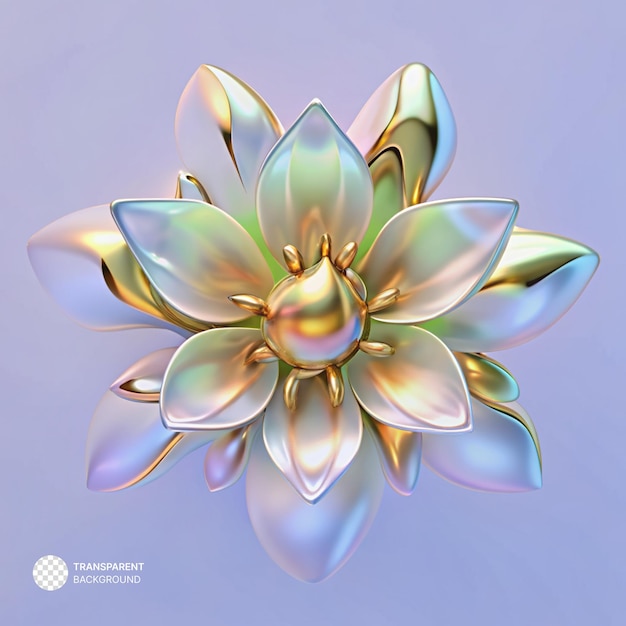 PSD realistyczny kwiat 3D płynny metaliczny