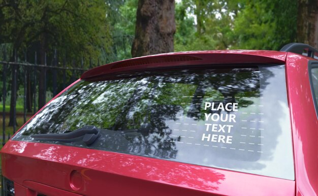 PSD psd rear window red car mockup