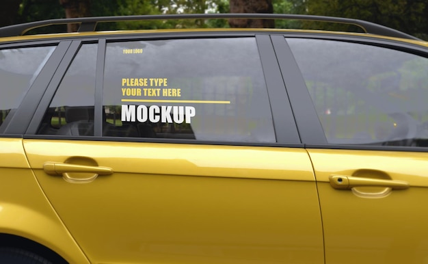 PSD psd rear window yellow car mockup