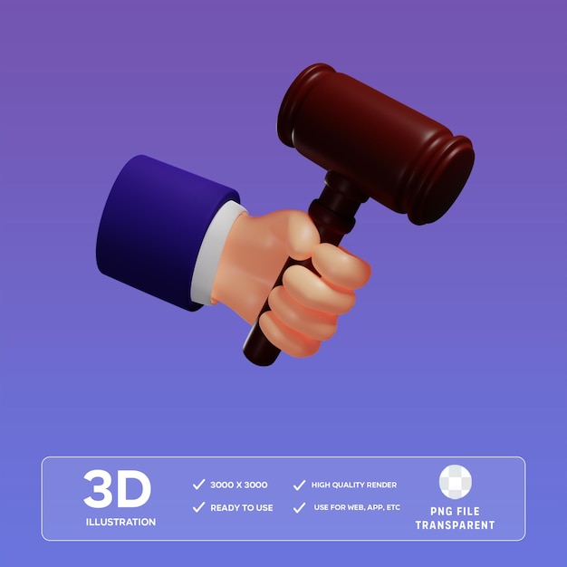 PSD rechter hamer 3D illustratie