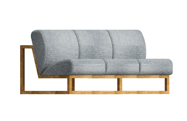 PSD 透明な背景に分離された長方形のソファ椅子 3 d レンダリング