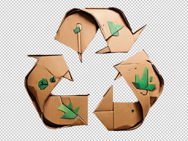 PSD psd of a recycle icon made up of cardboard on transparent background