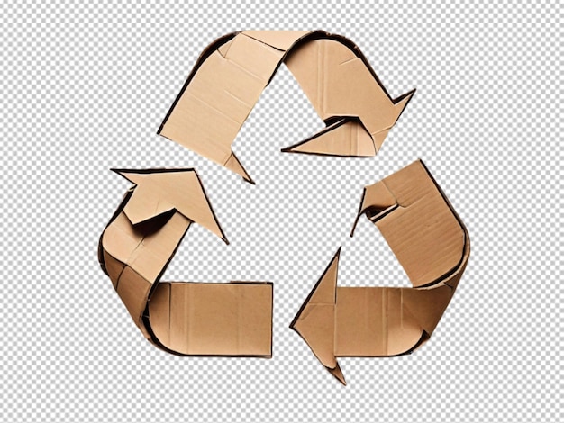 PSD psd of a recycle icon made up of cardboard on transparent background