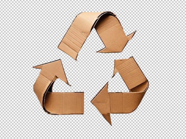 PSD psd of a recycle icon made up of cardboard on transparent background