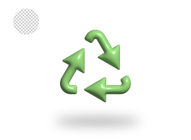 PSD Recykling strzałki komiks bąbelek ikona ilustracja 3d renderowania