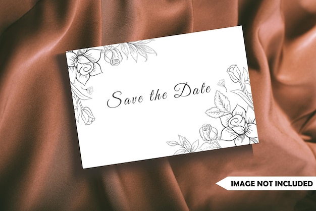 PSD psd ręcznie narysowana kwiatowa karta ślubna