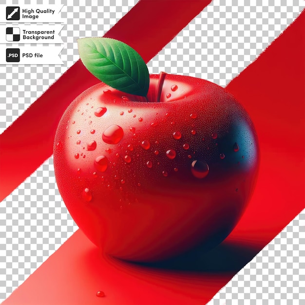 Psd red apple on transparent background