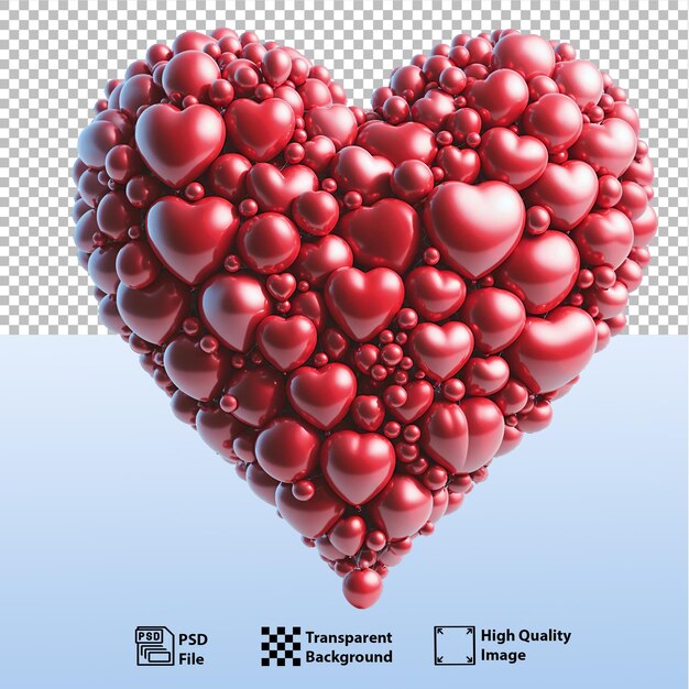 Psd красные шарики в форме большого сердца генеративный ии