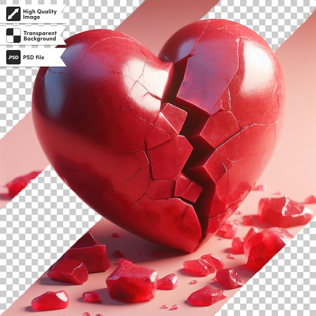 PSD psd red broken heart on transparent background