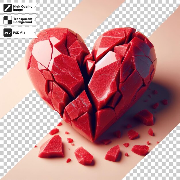 PSD psd red broken heart on transparent background