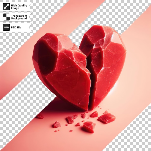 PSD psd red broken heart on transparent background