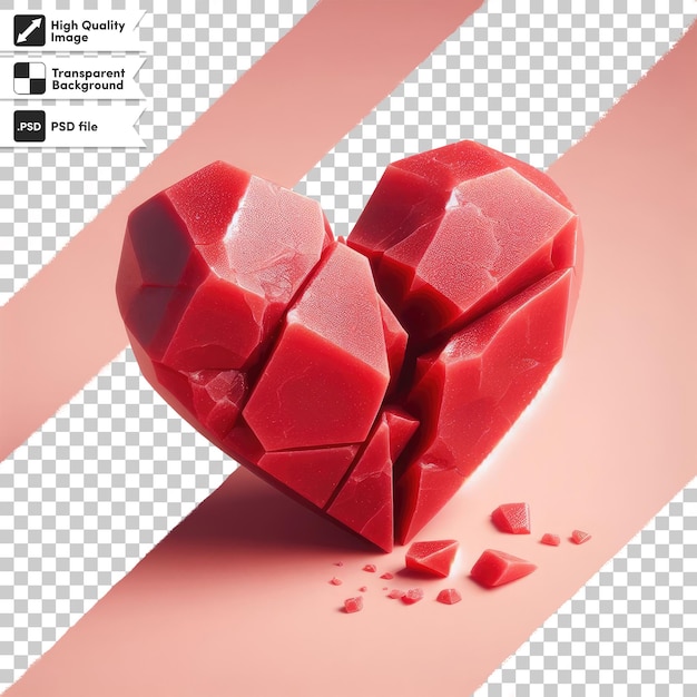 PSD psd red broken heart on transparent background