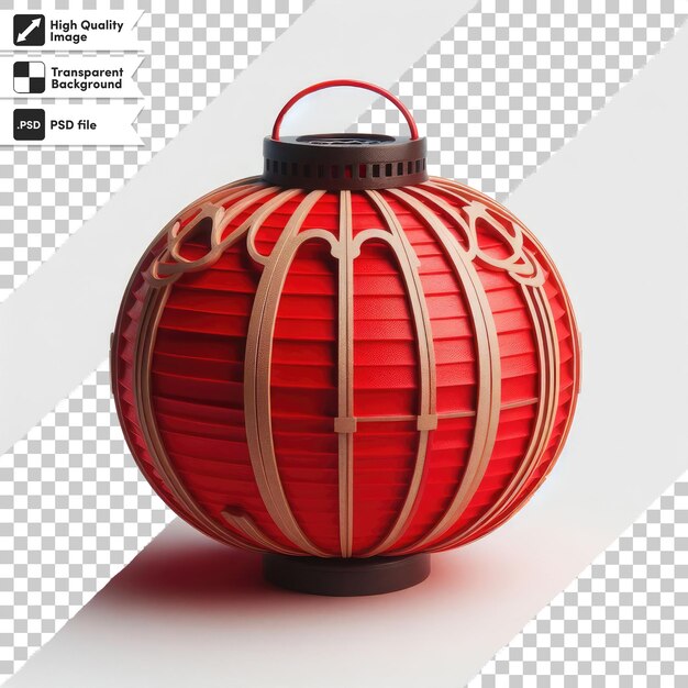 PSD Красный китайский декоративный фонарь на прозрачном фоне с редактируемым слоем маски