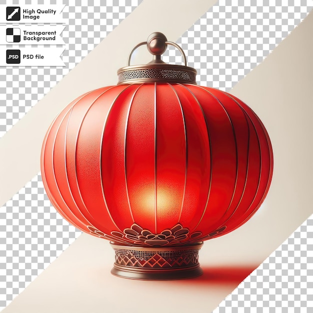 PSD psd red chinese decorative lantern on transparent background with editable mask layer