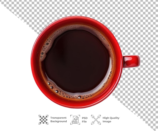 PSD psd red coffee cup isolated on top view transparent background