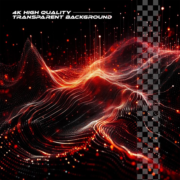 PSD psd red color shiny magic wave on transparent background