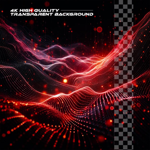 PSD psd red color shiny magic wave on transparent background