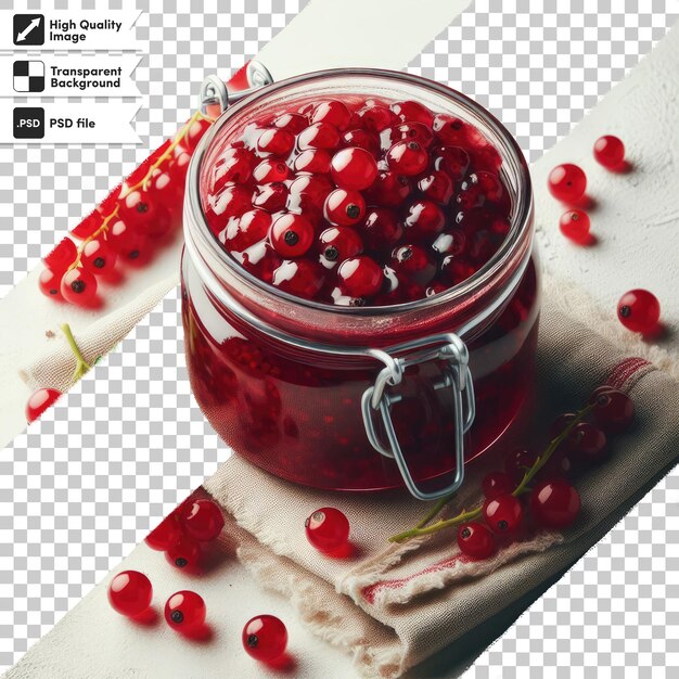 PSD psd red currant jam with cranberry on transparent background with editable mask layer