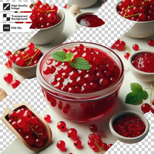 PSD psd red currant jam with cranberry on transparent background with editable mask layer