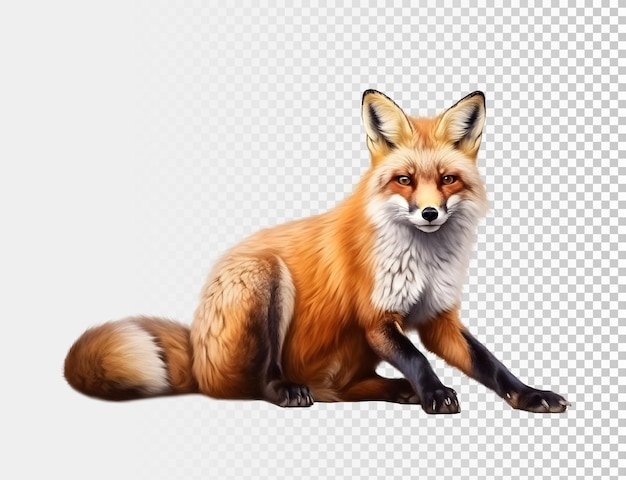 PSD psd red fox sitting solated on transparent background