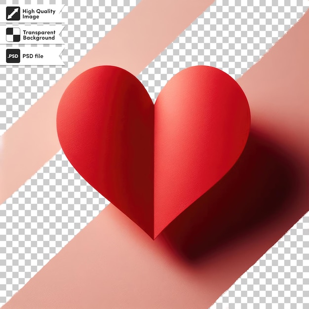 Psd red heart on transparent background