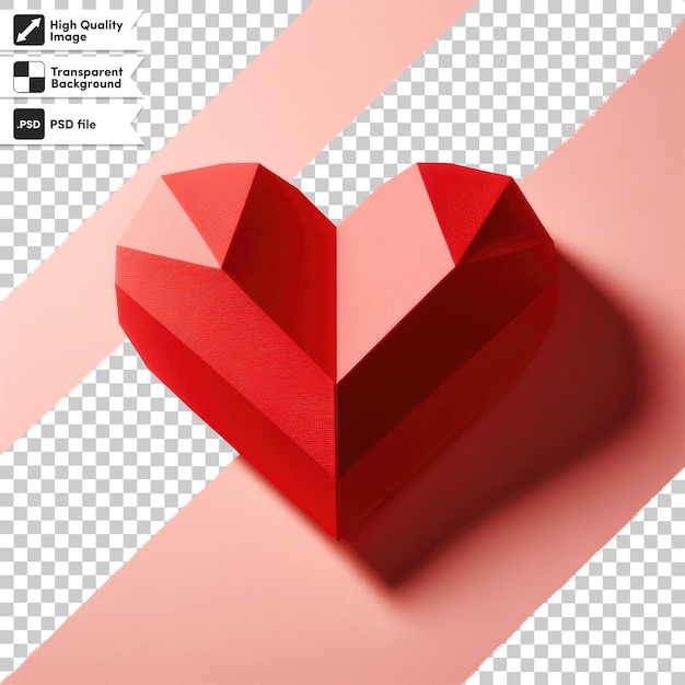 Psd red heart on transparent background