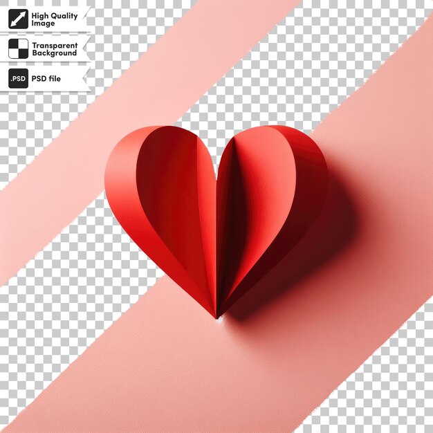 Psd red heart on transparent background