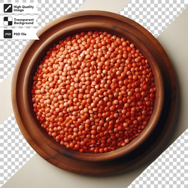 PSD psd red lentils on a wooden plate on transparent background with editable mask layer