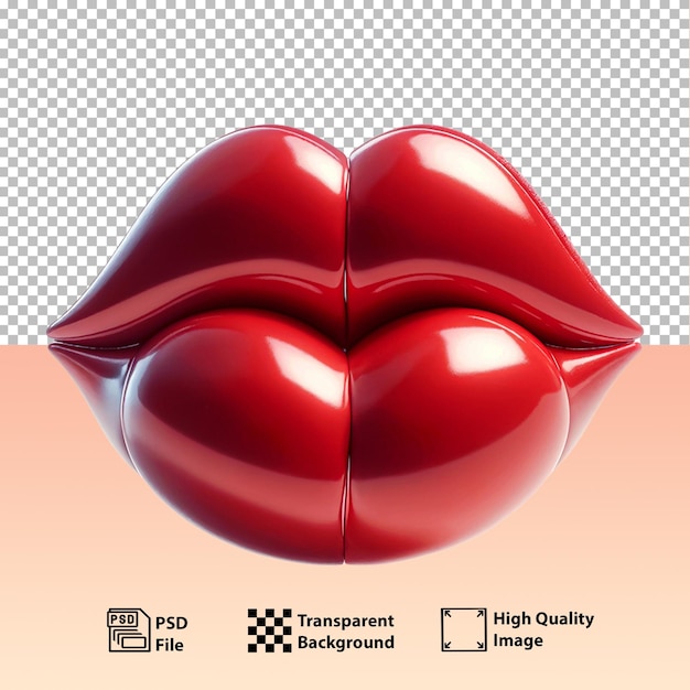 Psd red lips against white background glossy open slightly as if ready to kissgenerative ai