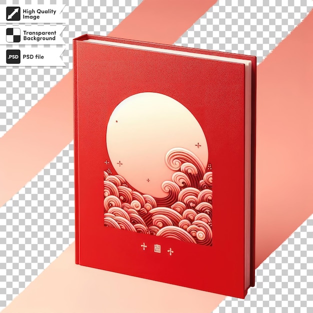 PSD psd red notebook isolated on transparent background