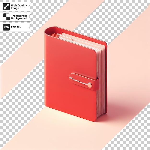 PSD psd red notebook isolated on transparent background
