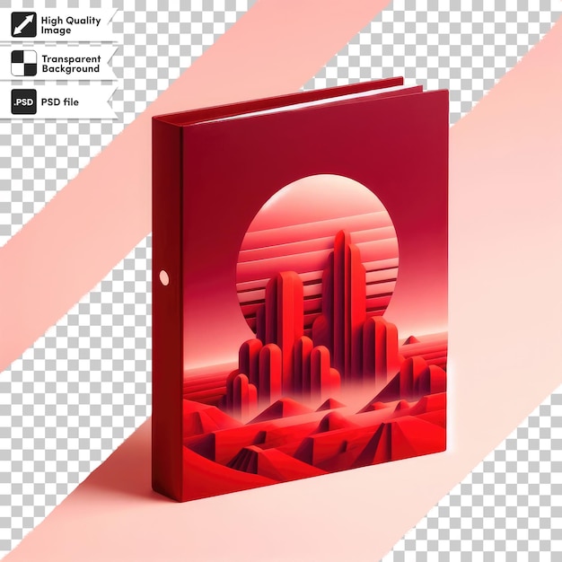 PSD psd red notebook isolated on transparent background