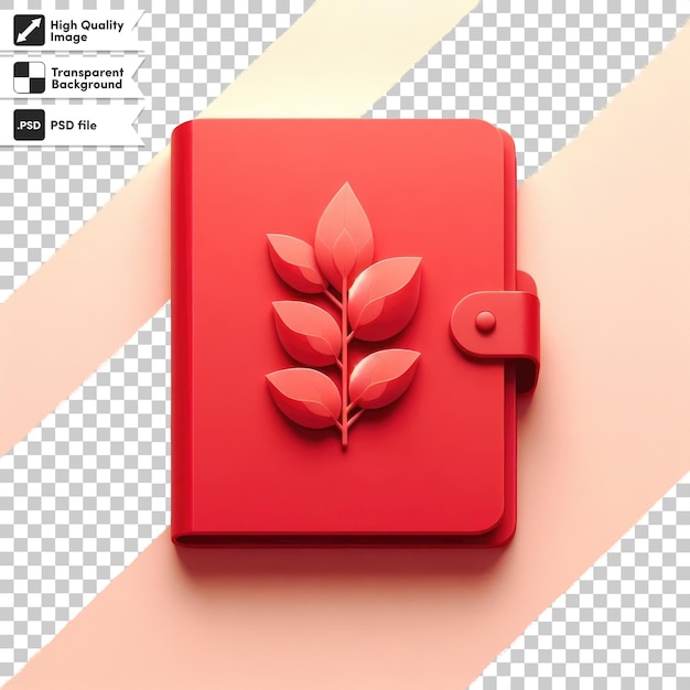 Psd red notebook isolated on transparent background