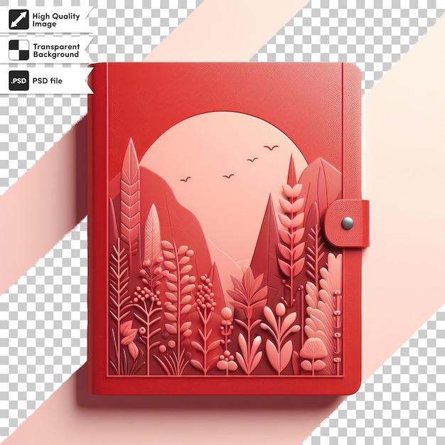 PSD psd red notebook isolated on transparent background